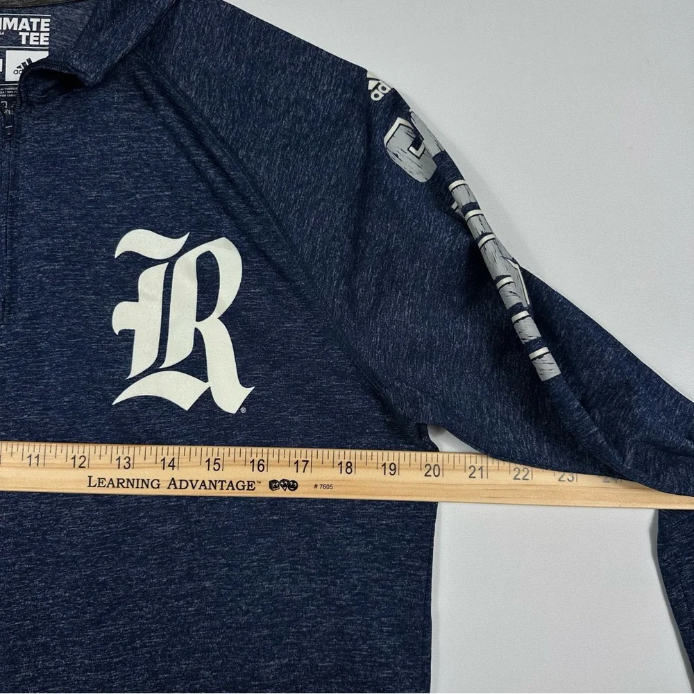 Adidas Rice University Owls Blue Long Sleeve Zip Ultimate Tee Men’s Size Medium